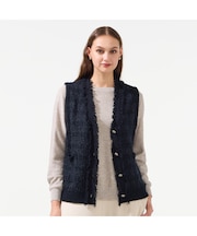 【L~4L】ツイードニットベスト