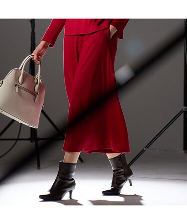 【L～4L/セットアップ対応】ウォームスムースキュロットパンツ