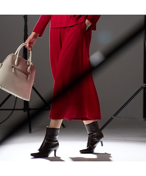 【L～4L/セットアップ対応】ウォームスムースキュロットパンツ