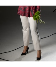 【L~4L】クロスウォームポンチパンツ ベージュ/ブラウン