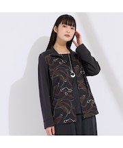 【M～4L】オーナメントプリントジップアップジャケット