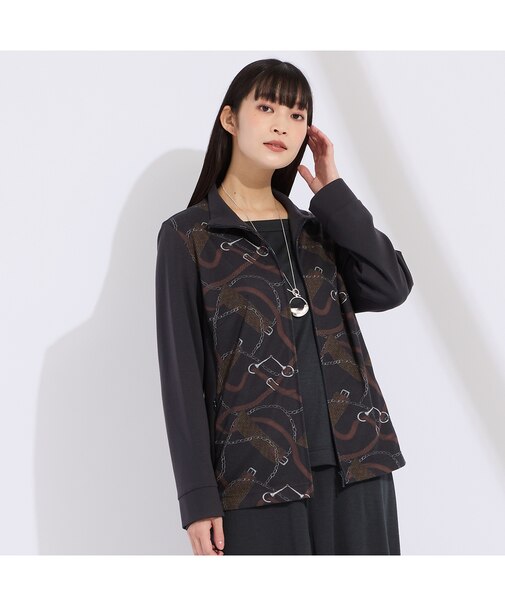 【M～4L】オーナメントプリントジップアップジャケット