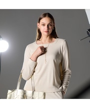 【M~4L/セットアップ対応】ウォームスムースプルオーバーTシャツ