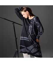 【M～4L】オーナメントチュニックＴシャツ