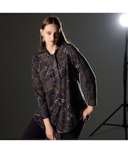 【M~4L】オーナメントプリントボウタイTシャツ