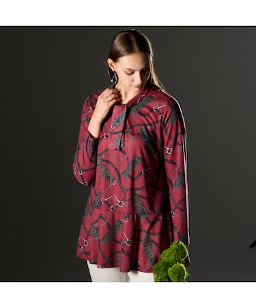 【M~4L】オーナメントプリントボウタイTシャツ