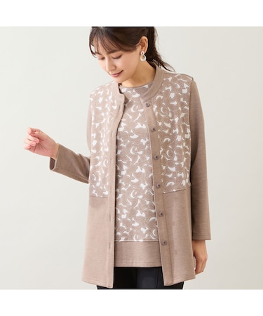 【洗える・アンサンブル可能】花柄オパール加工ベスト