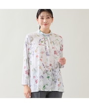 【洗える・日本製・3L/4Lサイズあり】ボタニカル柄カットソー