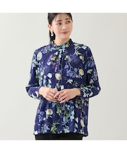 【洗える・日本製・3L/4Lサイズあり】ボタニカル柄カットソー