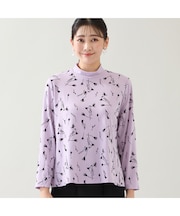 【日本製・3L/4Lサイズあり】花柄フロッキーカットソー