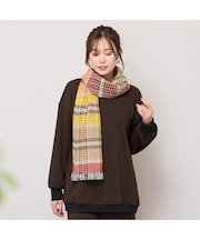 【手洗いOK】マルチチェック・フリンジマフラー