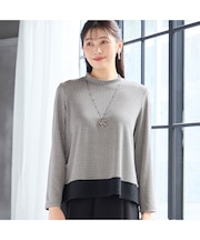 【洗える・3L/4Lサイズあり】千鳥柄カットソー