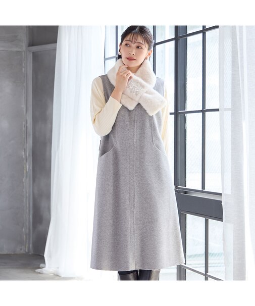 【2WAY・3L/4Lサイズあり】Aラインジャンパースカート(グレー)