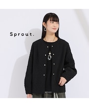 【L～４L】フラワージャカード中綿ジャケット