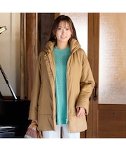 キャメル入り中綿ボリューム襟コート