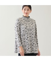 【洗える・日本製・3L/4Lサイズあり】モチーフ柄ジャカードカットソー