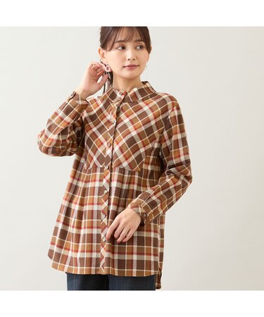 【洗える】ウール混チェックシャツ