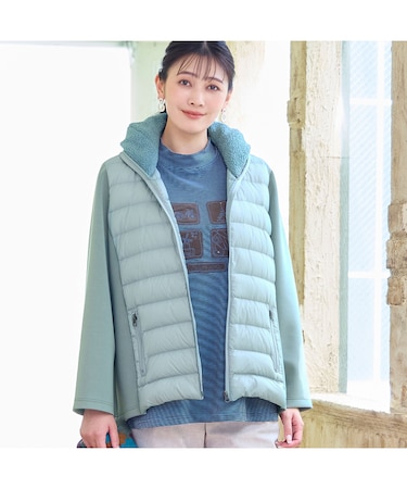 【3L/4Lサイズあり】3素材ミックス ダウンジャケット