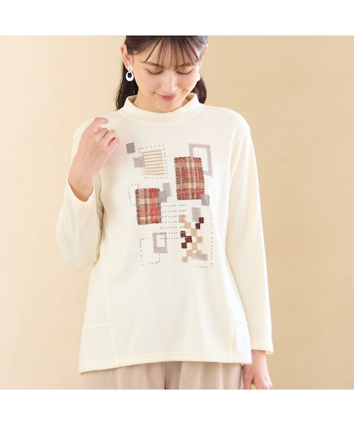 【日本製】ブロック刺繍カットソー