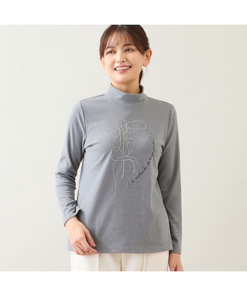 【洗える】ボールチェーン刺繍カットソー