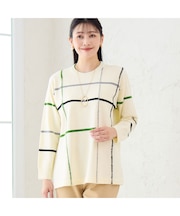 ステッチ風チェックセーター