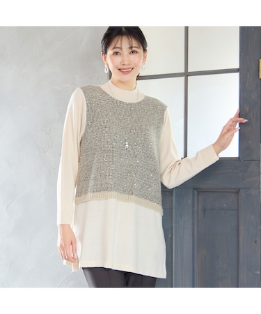 【日本製】スパンコールニットチュニック