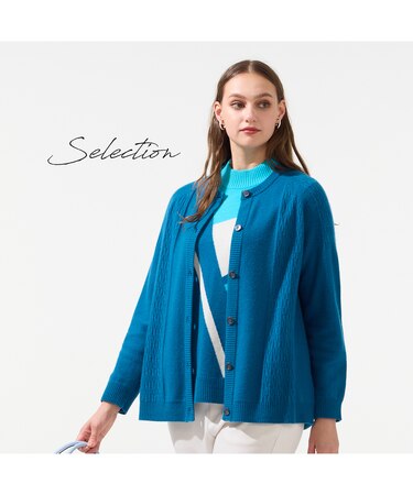 【L～4L/アンサンブル対応】カシミヤニットカーディガン