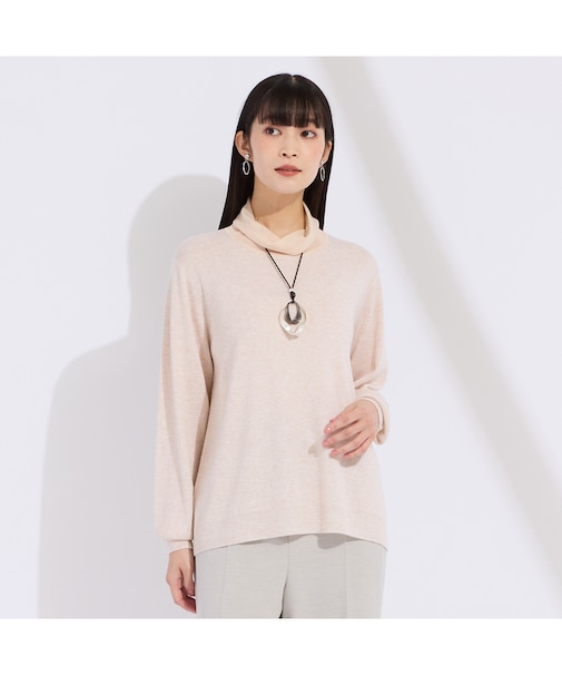 【L～４L・アンサンブル対応】シアーネックプルオーバーニット