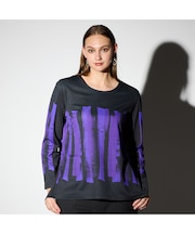 【M～４L】ハケタッチプリント配色Tシャツ