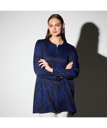 【M～４L】裏起毛ジャカードチュニック