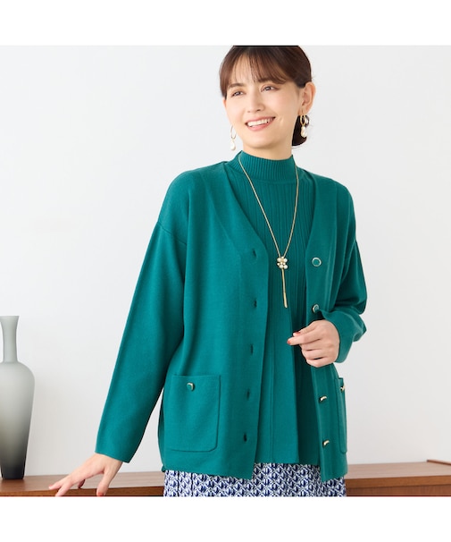 【アンサンブル可】Vネックニットカーディガン