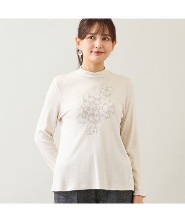 【洗える・日本製】花刺繍カットソー