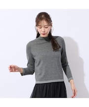 【洗える/アンサンブル対応】柄縁取りウール混プルオーバーニット