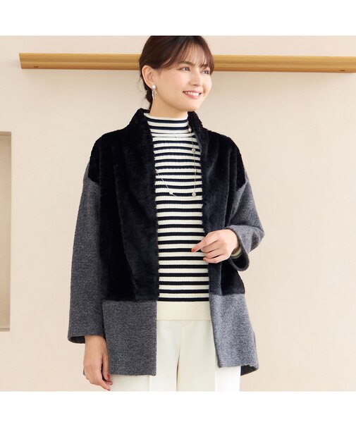 フロントフェイクファージャケット