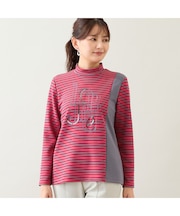 【洗える・日本製】LOBJIE刺繍 ボーダーカットソー