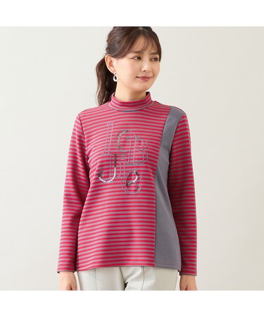 【洗える・日本製】LOBJIE刺繍 ボーダーカットソー