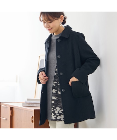 ステンカラーシャギーコート