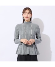 ホールガーメント編地変化フレアニット