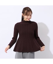 ホールガーメント編地変化フレアニット