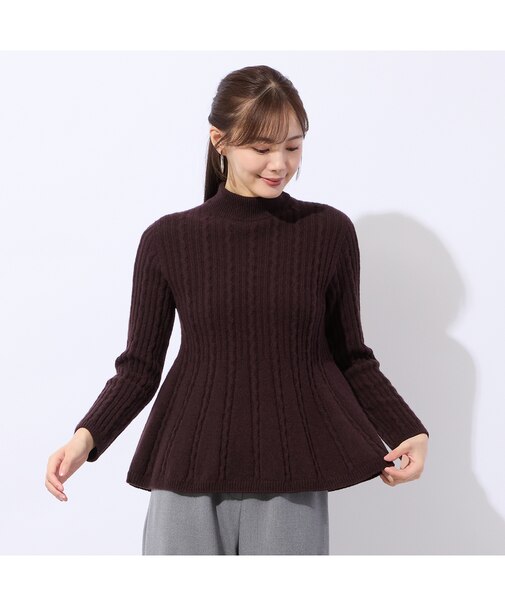 ホールガーメント編地変化フレアニット