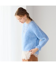 アルパカシャギープルオーバーニット