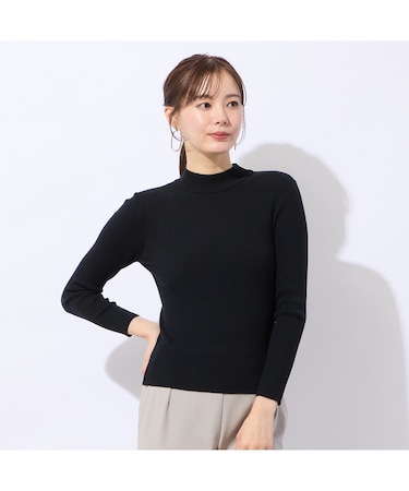 【洗える】ハイネックリブニット