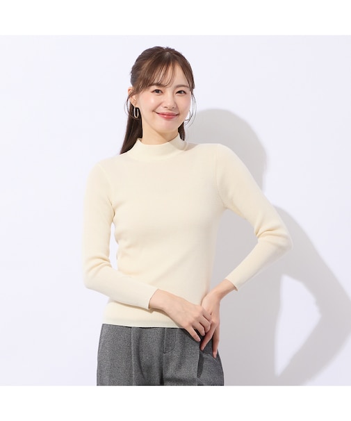 【洗える】ハイネックリブニット