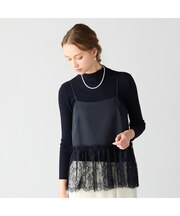 【洗える】裾レースレイヤードキャミソール