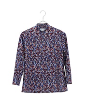 【洗える】フランス製素材起毛幾何柄Tシャツ