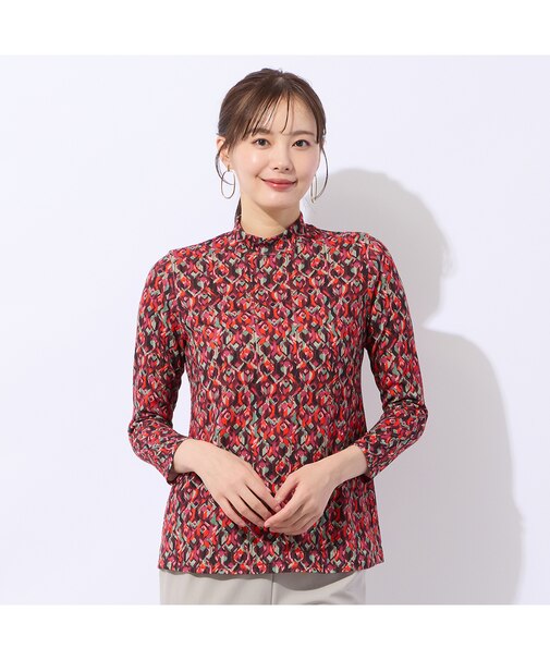 【洗える】フランス製素材起毛幾何柄Tシャツ