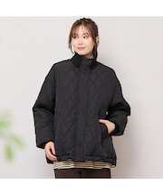 ダイヤ柄キルト加工中綿ジャケット