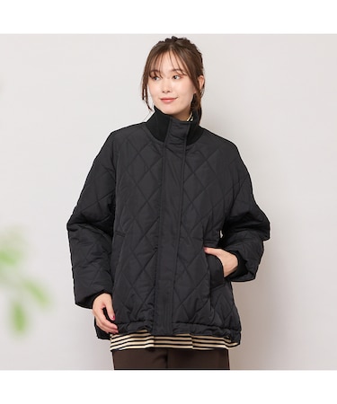 ダイヤ柄キルト加工中綿ジャケット
