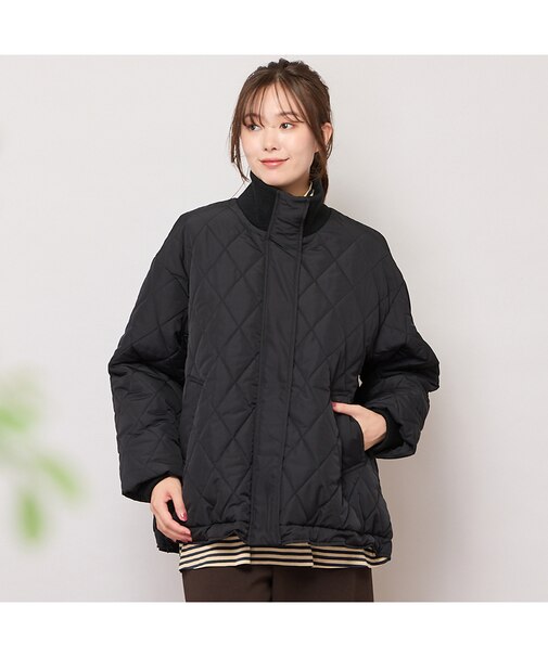 ダイヤ柄キルト加工中綿ジャケット