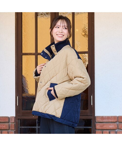 ダイヤ柄キルト加工中綿ジャケット｜ジュニアーオンラインショップの